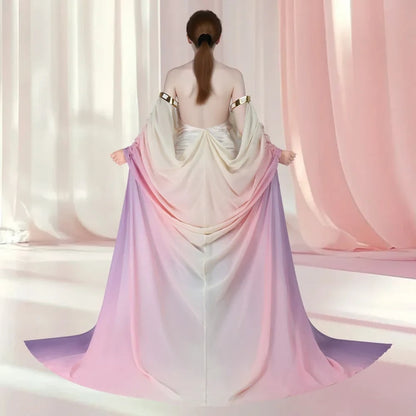 Costume da donna da principessa della galassia, abito fantasy fluente da cosplay