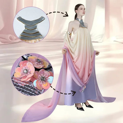 Costume da donna da principessa della galassia, abito fantasy fluente da cosplay