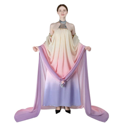 Costume da donna da principessa della galassia, abito fantasy fluente da cosplay
