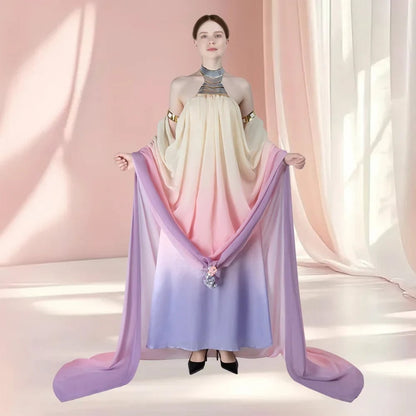 Costume da donna da principessa della galassia, abito fantasy fluente da cosplay