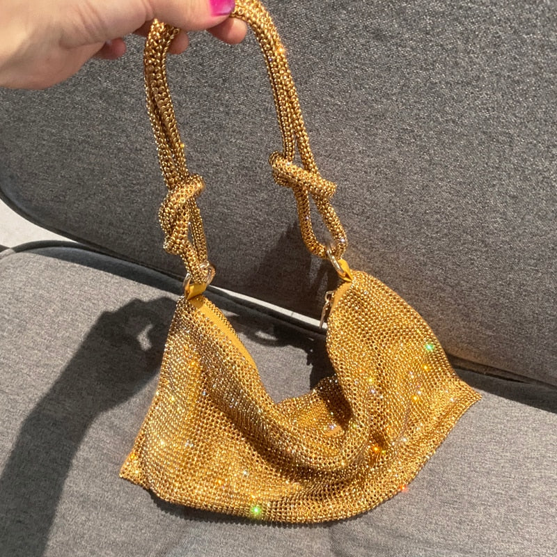 Women's Glitter Crossbody Bag Compact Shoulder Handbag Soft Strap
