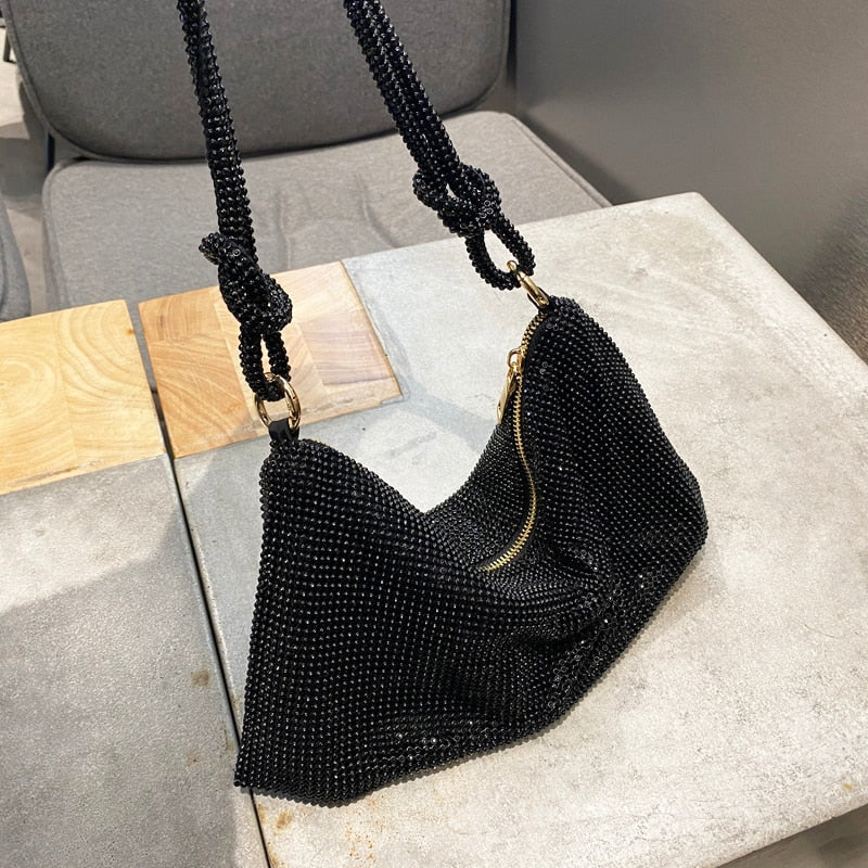 Women's Glitter Crossbody Bag Compact Shoulder Handbag Soft Strap