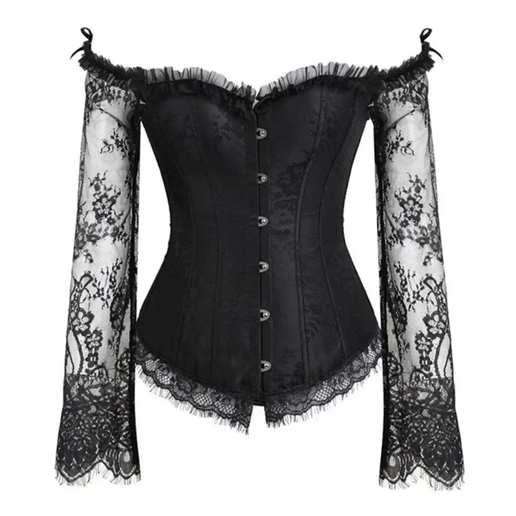 Women's Gothic Corset Top Lace Sleeve Halloween Costume Outfit