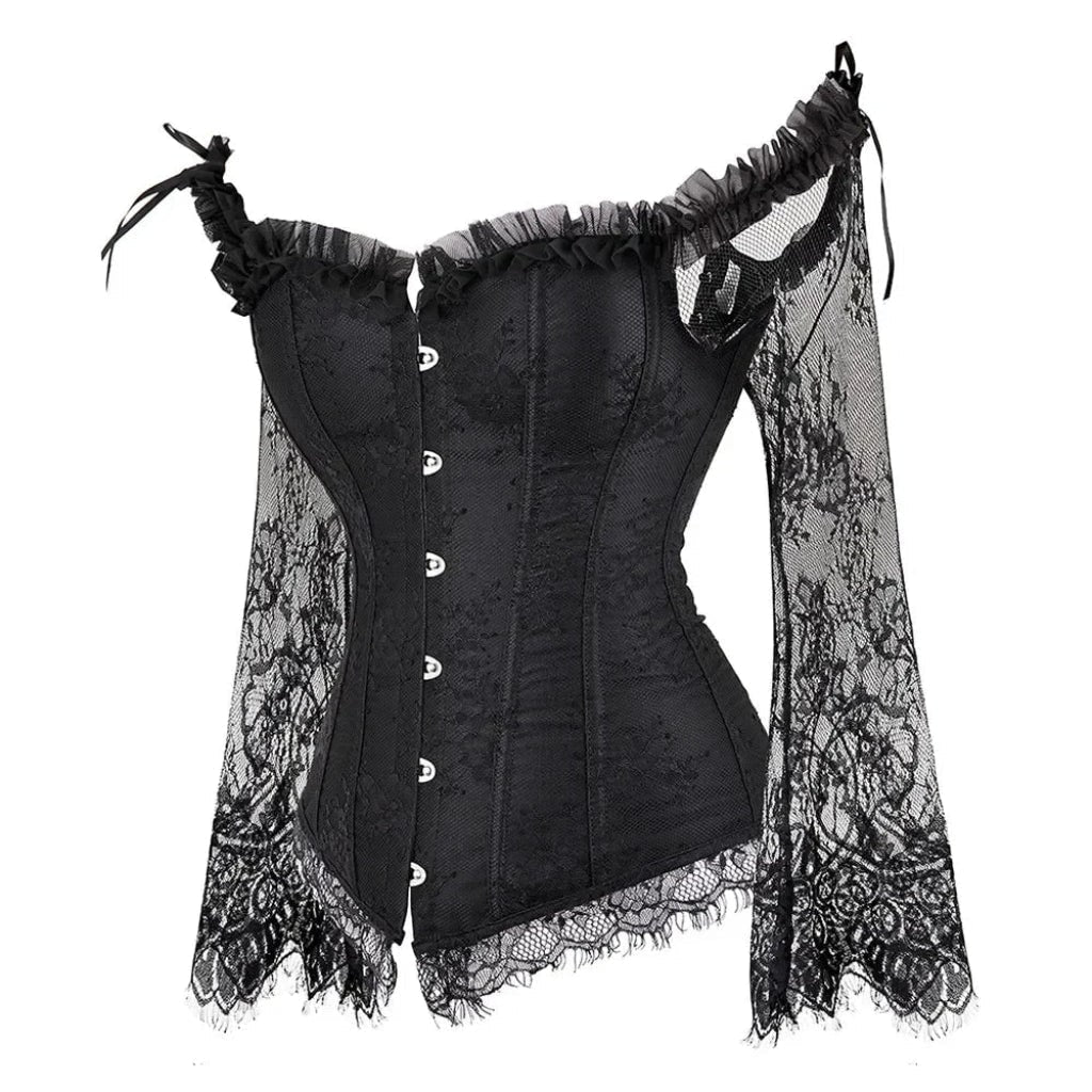 Women's Gothic Corset Top Lace Sleeve Halloween Costume Outfit