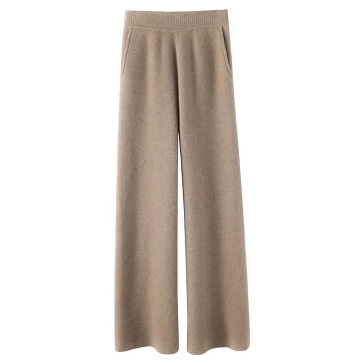 Women's High Waisted Wide Leg Knit Pants with Soft Fabric and Pockets