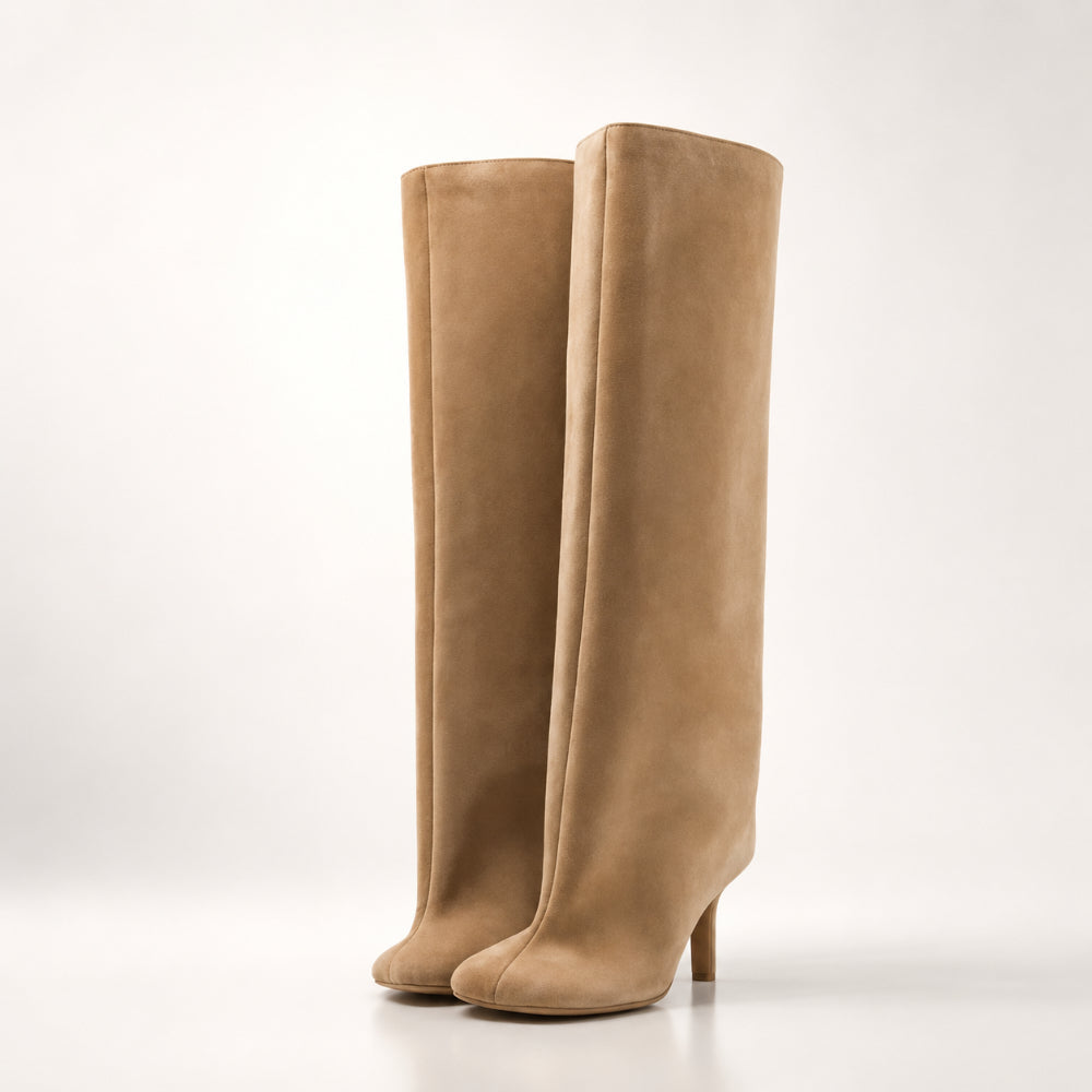 Women's Knee High Suede Boots Pointed Toe Pull On Fashion Boots