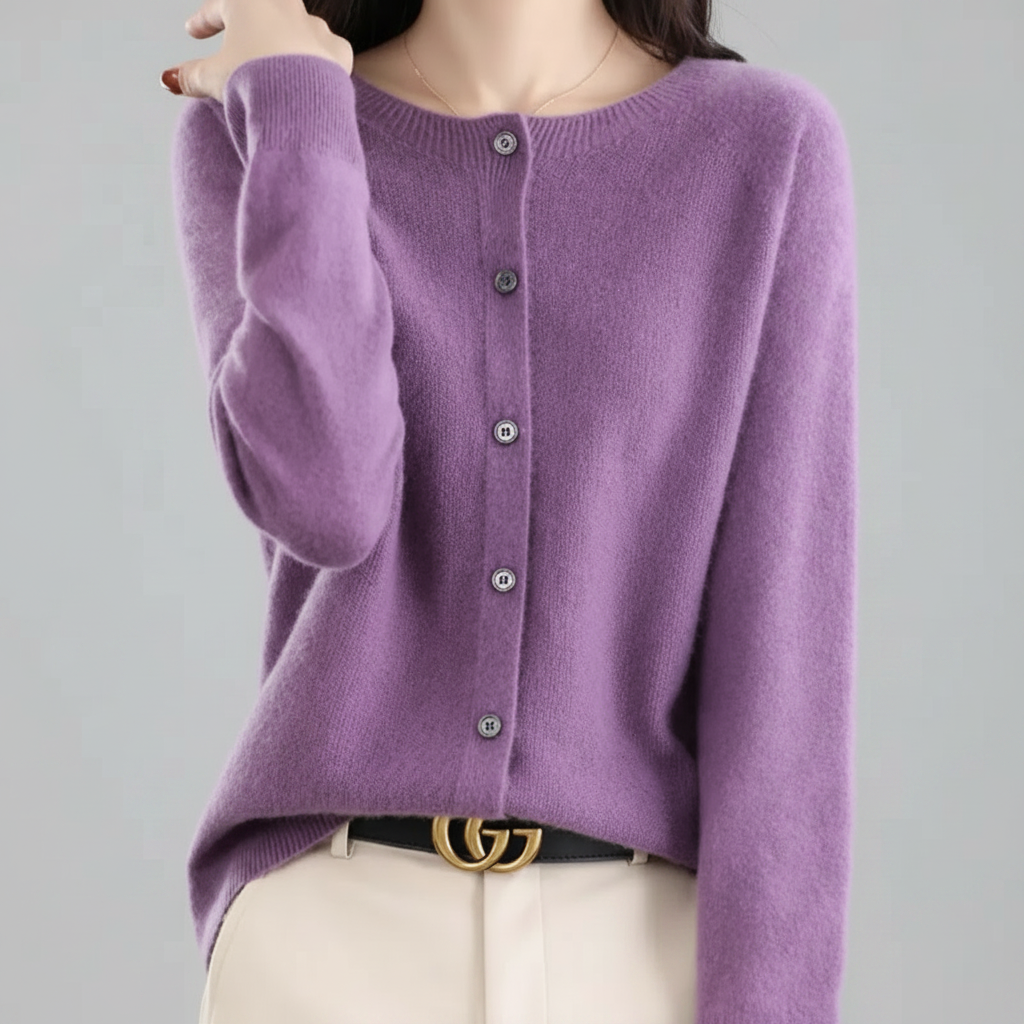 Strikket cardigan til kvinder med knapper foran