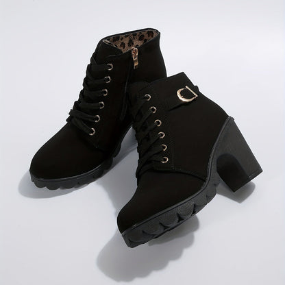 Women's Lace Up Block Heel Ankle Booties