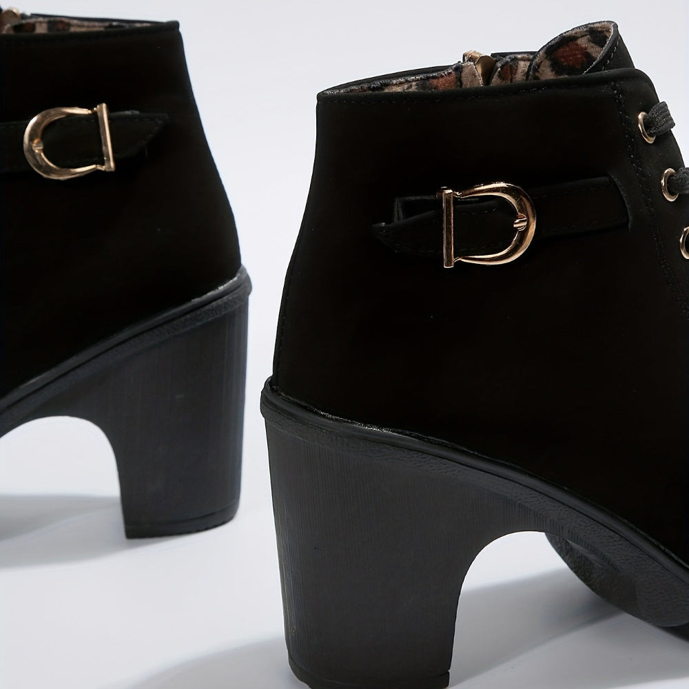 Women's Lace Up Block Heel Ankle Booties