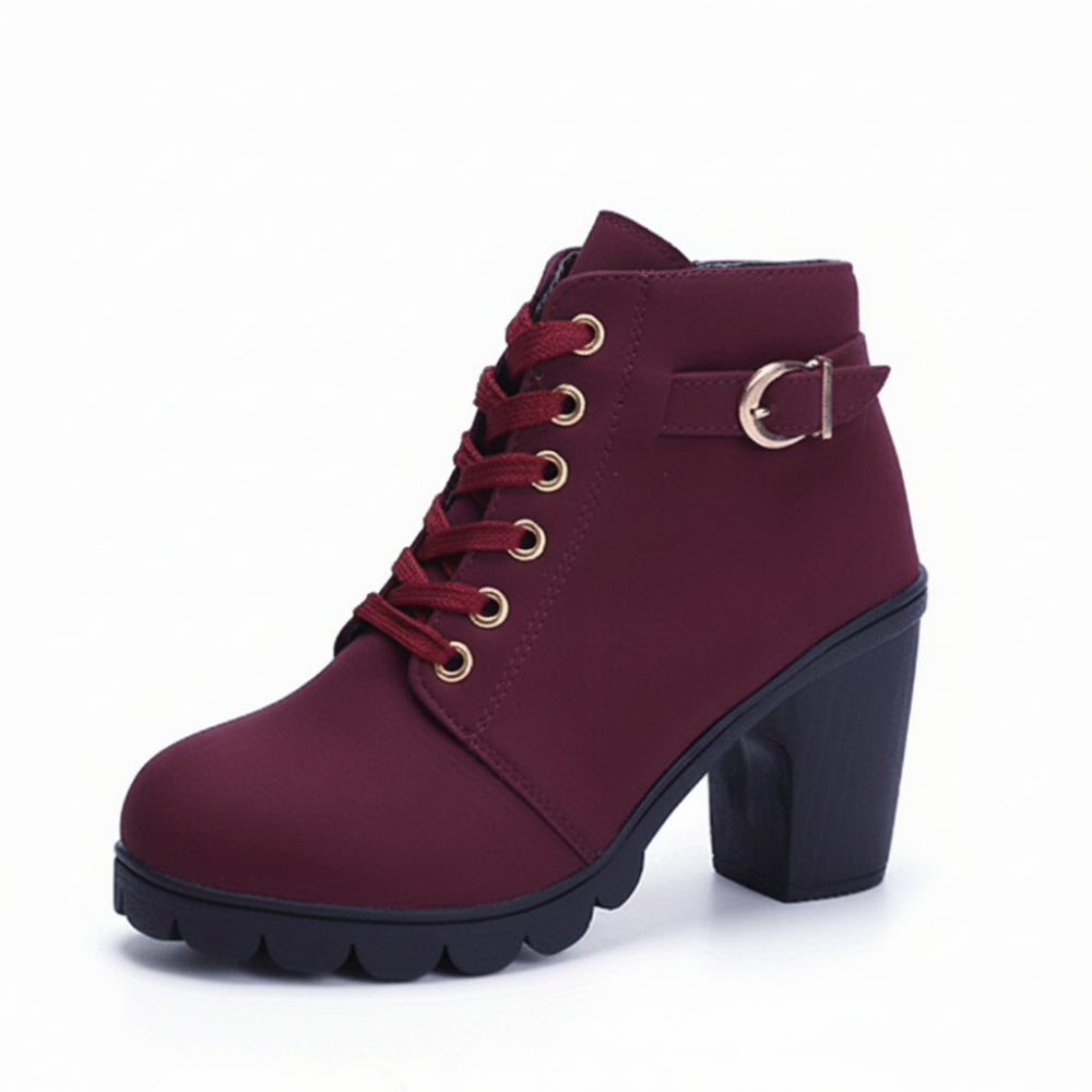 Women's Lace Up Block Heel Ankle Booties