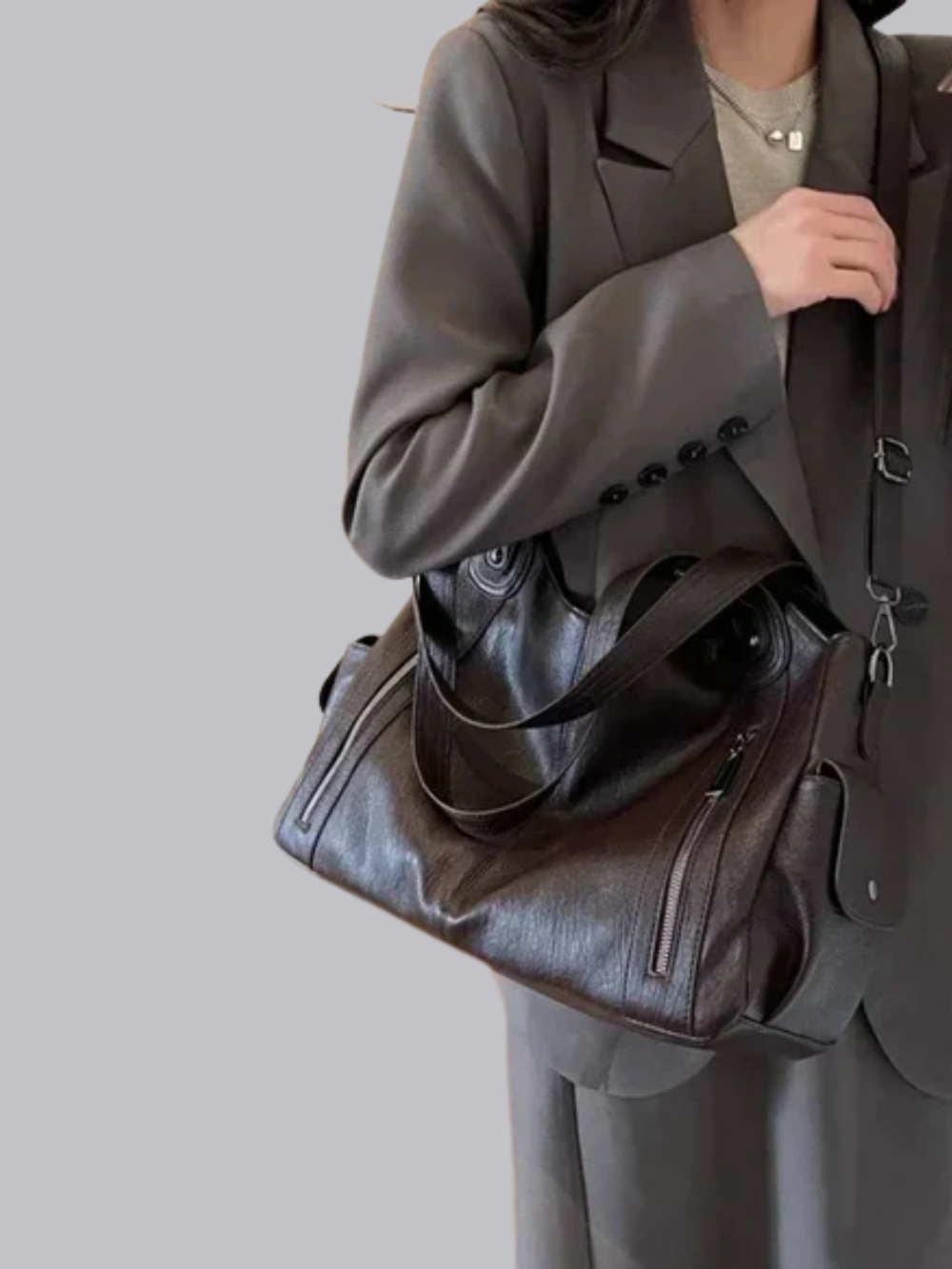 Women's Large Capacity Crossbody Shoulder Bag with Wide Adjustable Strap and Secure Zipper