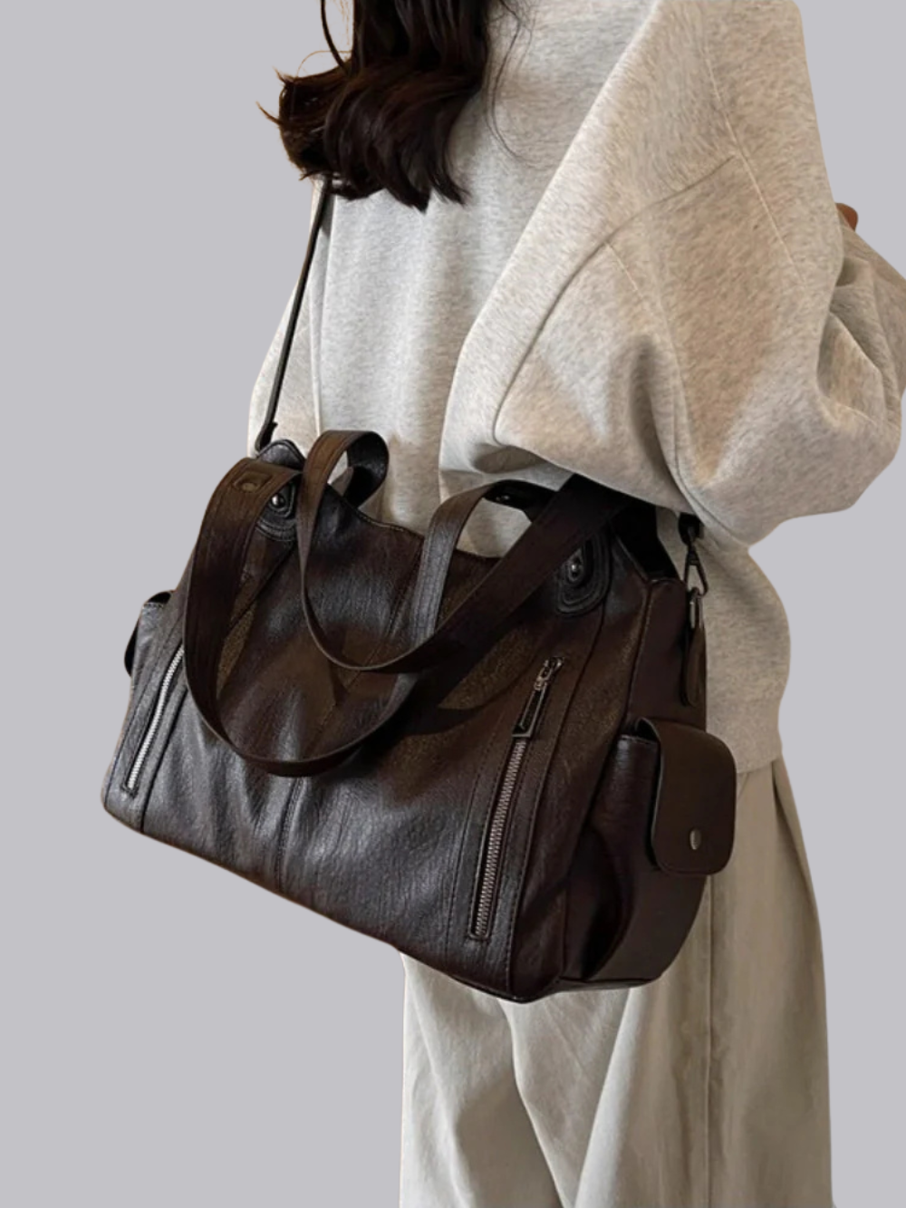 Women's Large Capacity Crossbody Shoulder Bag with Wide Adjustable Strap and Secure Zipper