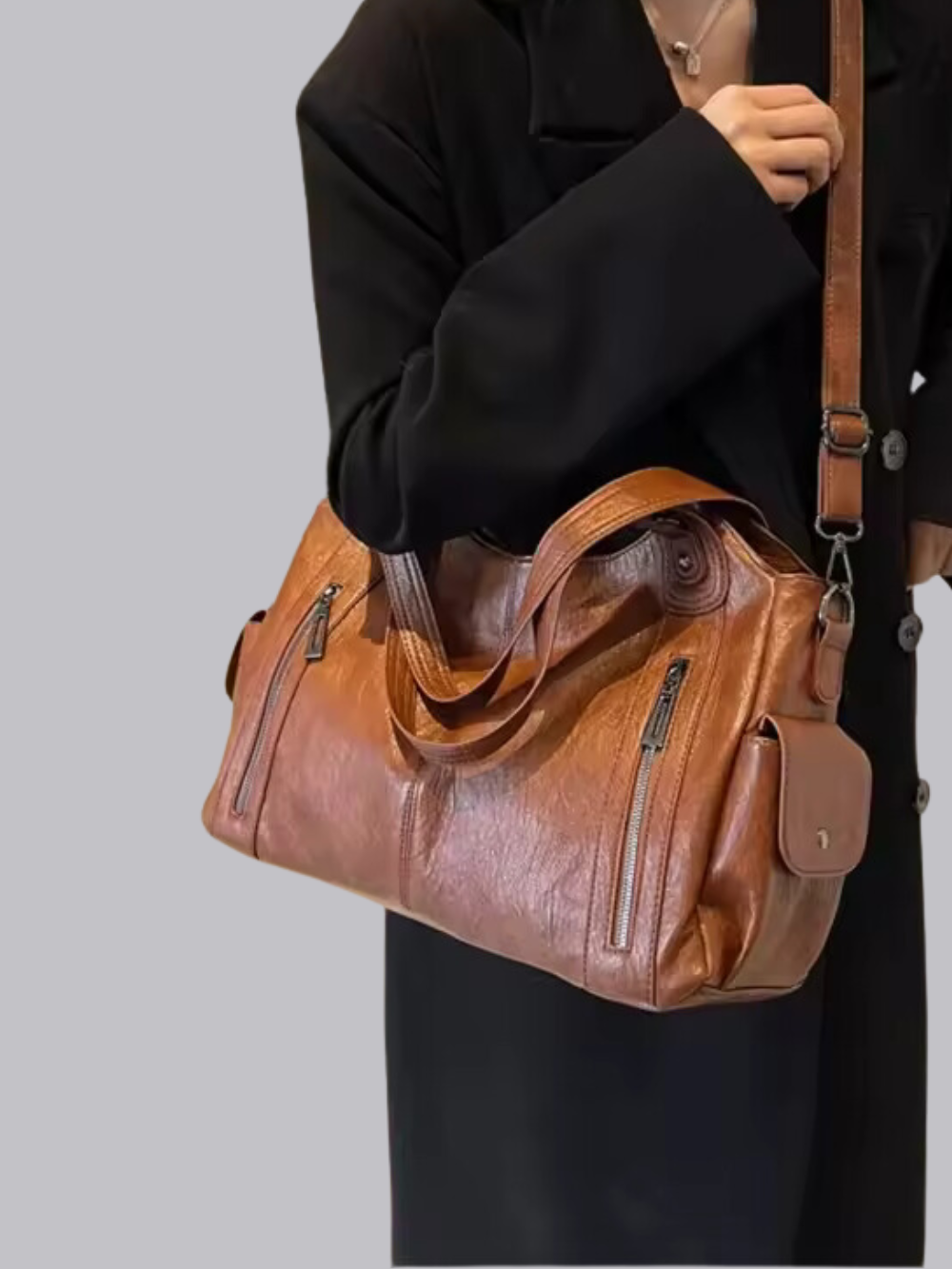 Women's Large Capacity Crossbody Shoulder Bag with Wide Adjustable Strap and Secure Zipper