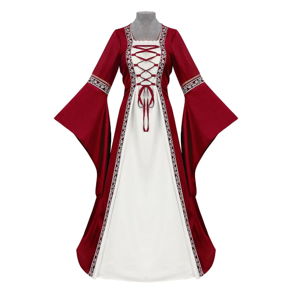 Women's Medieval Renaissance Dress Long Sleeve Lace Up Costume