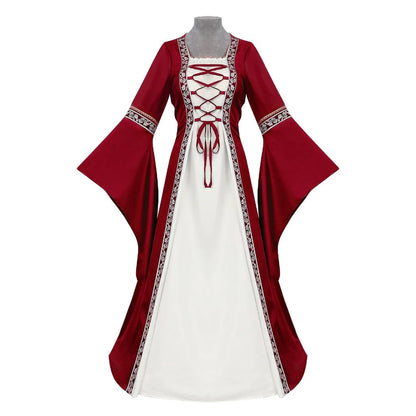 Women's Medieval Renaissance Dress Long Sleeve Lace Up Costume