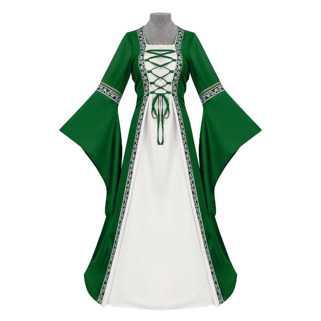 Women's Medieval Renaissance Dress Long Sleeve Lace Up Costume