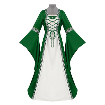 Women's Medieval Renaissance Dress Long Sleeve Lace Up Costume