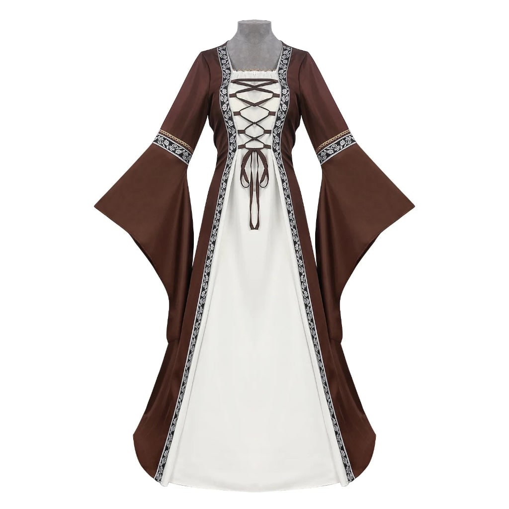 Women's Medieval Renaissance Dress Long Sleeve Lace Up Costume