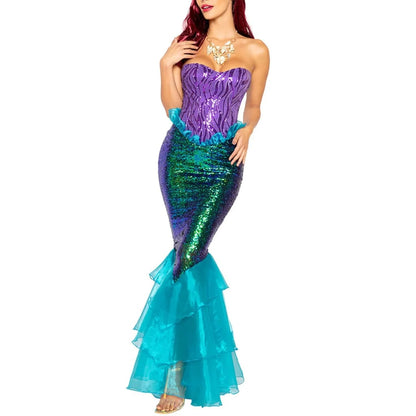 Women's Mermaid Dress Costume Shimmering Fishtail Fantasy Outfit