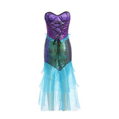 Women's Mermaid Dress Costume Shimmering Fishtail Fantasy Outfit