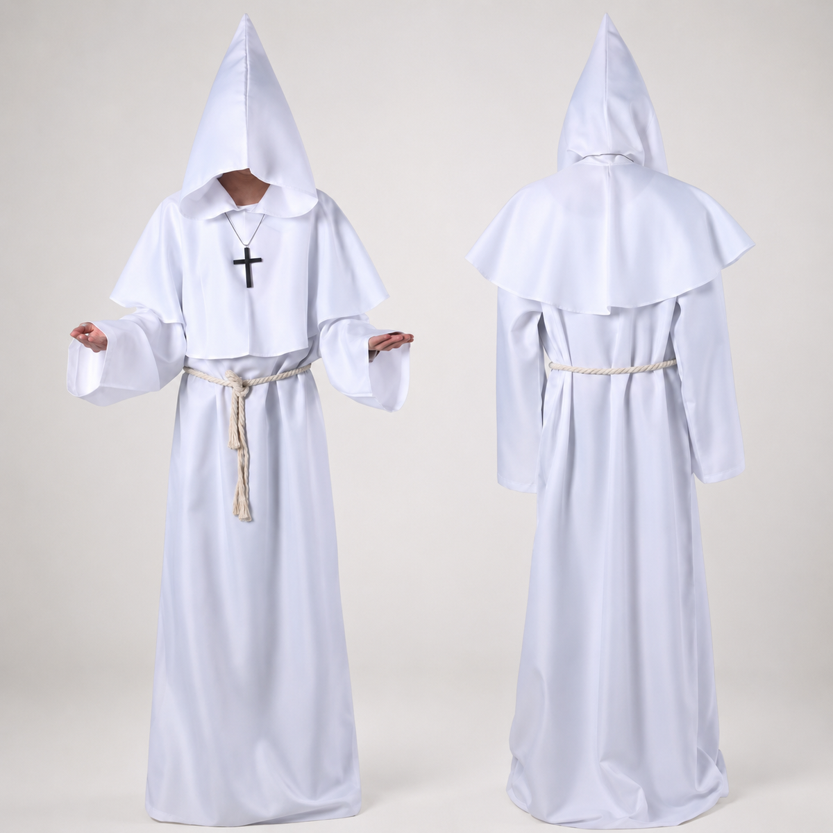 Costume da suora da donna, abito lungo fino ai piedi per Halloween, cosplay e travestimenti