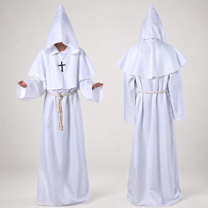 Costume da suora da donna, abito lungo fino ai piedi per Halloween, cosplay e travestimenti
