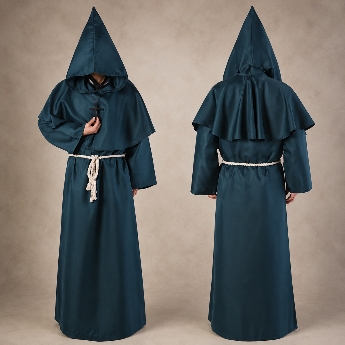 Costume da suora da donna, abito lungo fino ai piedi per Halloween, cosplay e travestimenti