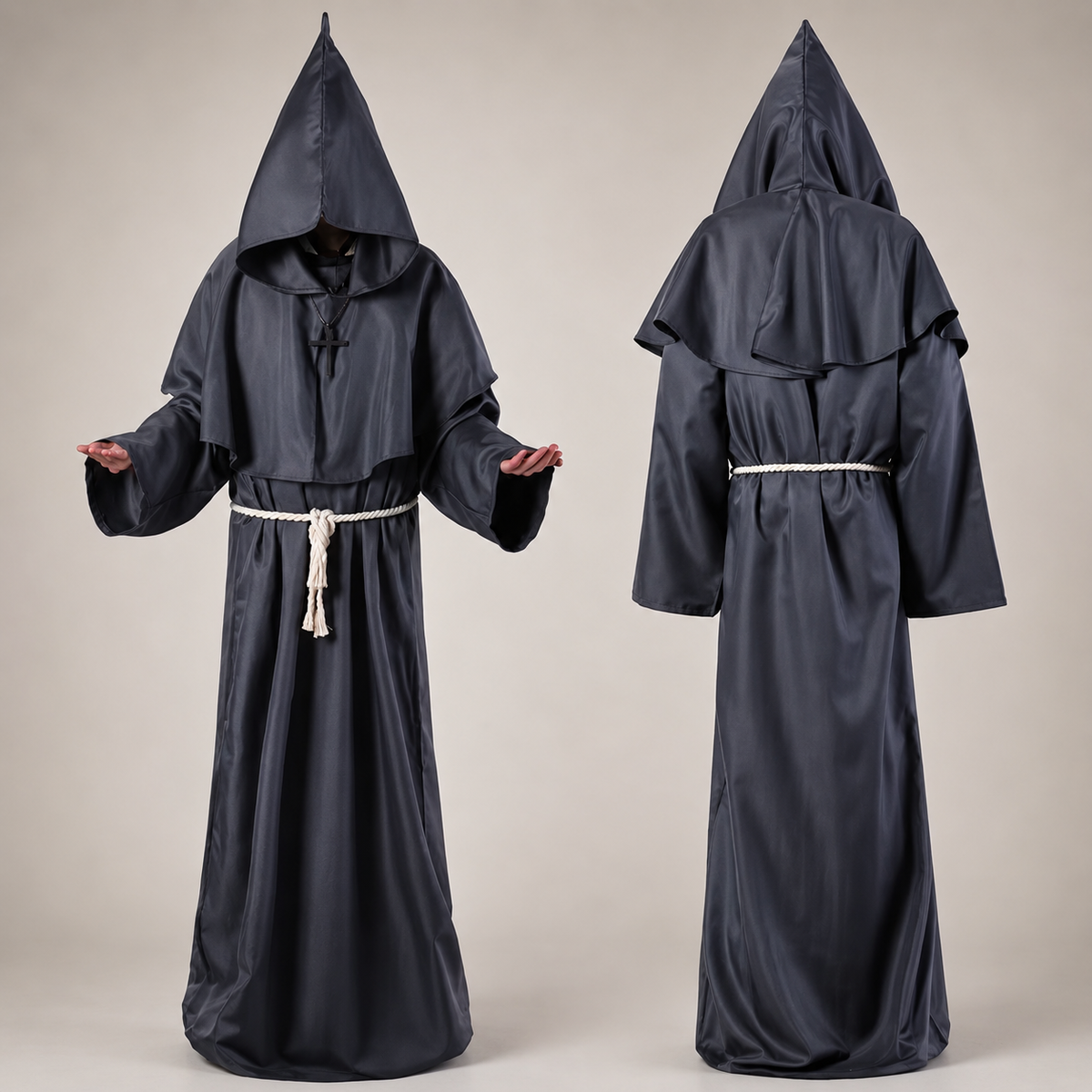 Costume da suora da donna, abito lungo fino ai piedi per Halloween, cosplay e travestimenti