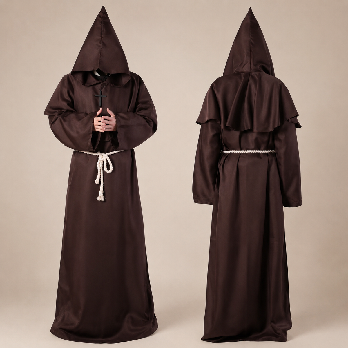 Costume da suora da donna, abito lungo fino ai piedi per Halloween, cosplay e travestimenti