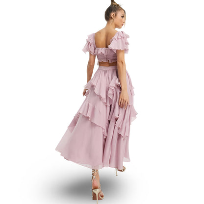 Women's Off Shoulder Ruffle Maxi Dress Party Evening Wear