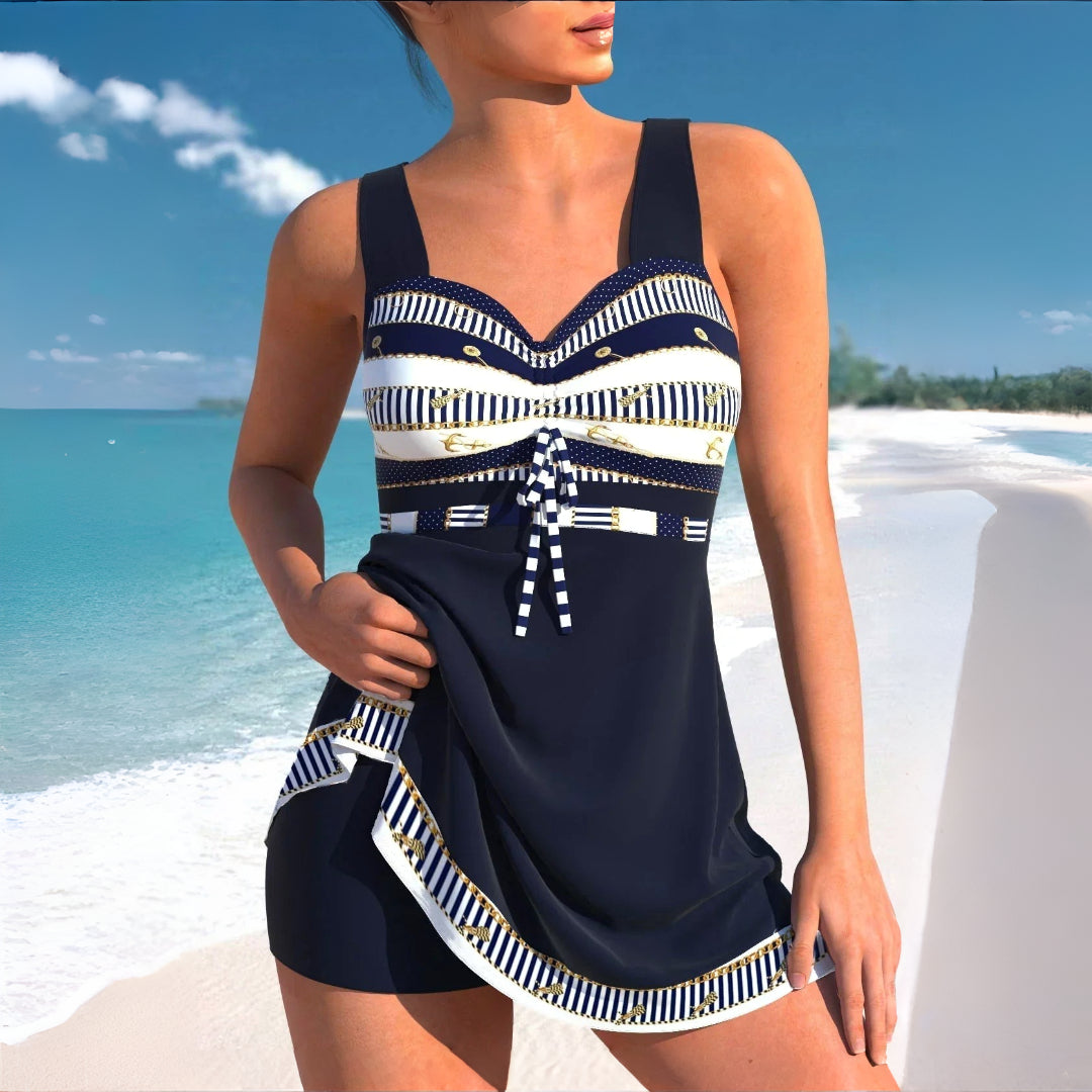Women's One Piece Swim Dress with Skirt Coverage