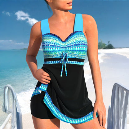 Women's One Piece Swim Dress with Skirt Coverage