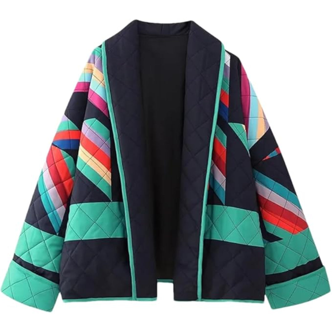 Women's Oversized Patterned Open Front Knit Cardigan Sweater