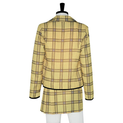 Women's Plaid Blazer and Skirt Costume Set Stylish Party Outfit