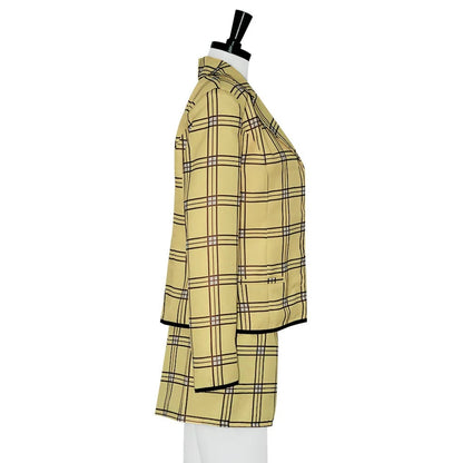 Women's Plaid Blazer and Skirt Costume Set Stylish Party Outfit