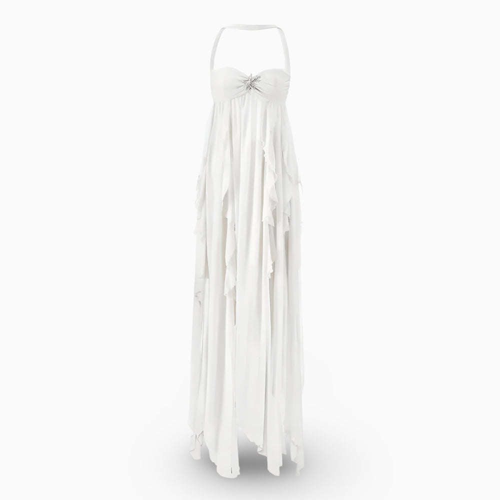 Women's Pleated Off Shoulder Maxi Gown