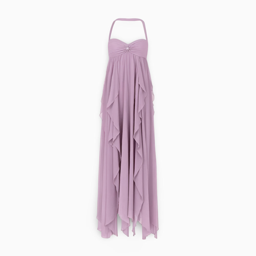 Women's Pleated Off Shoulder Maxi Gown