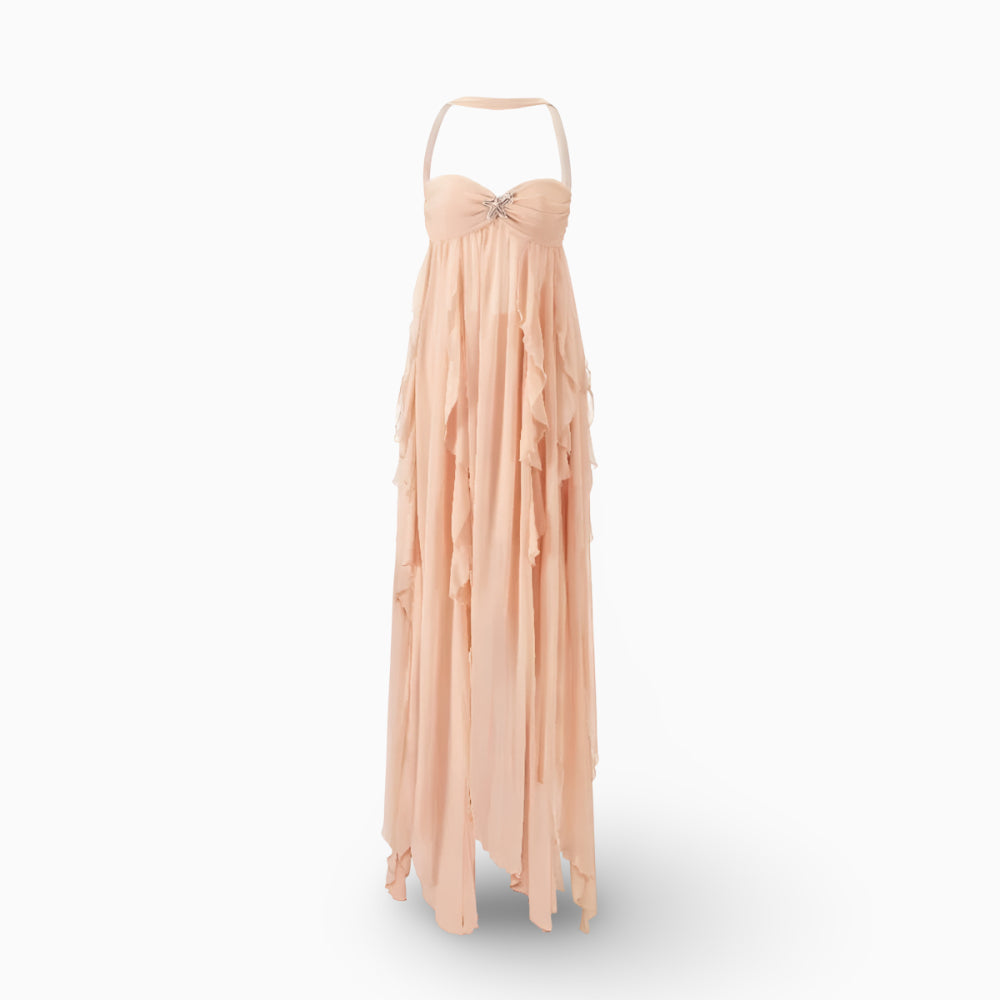 Women's Pleated Off Shoulder Maxi Gown