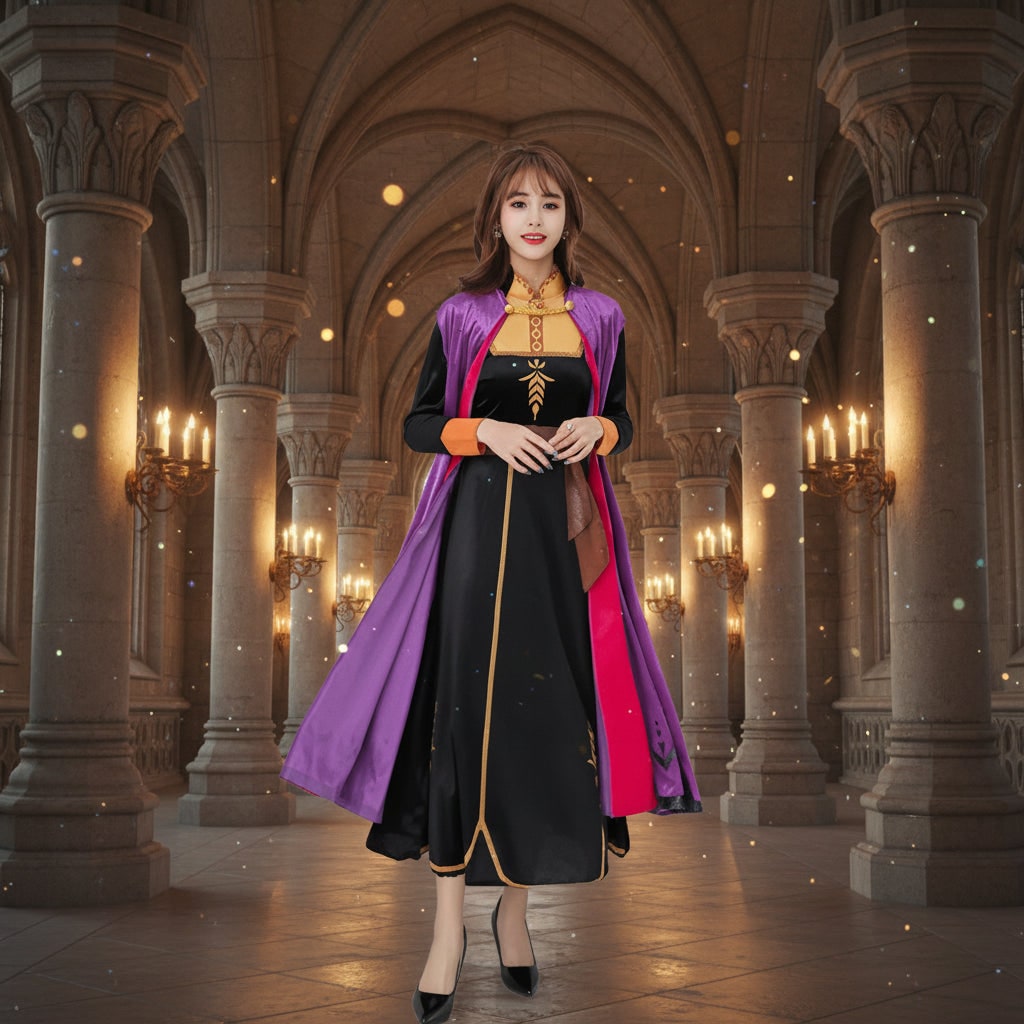 Women's Princess Halloween Costume Dress Flowing Cape Fantasy Outfit