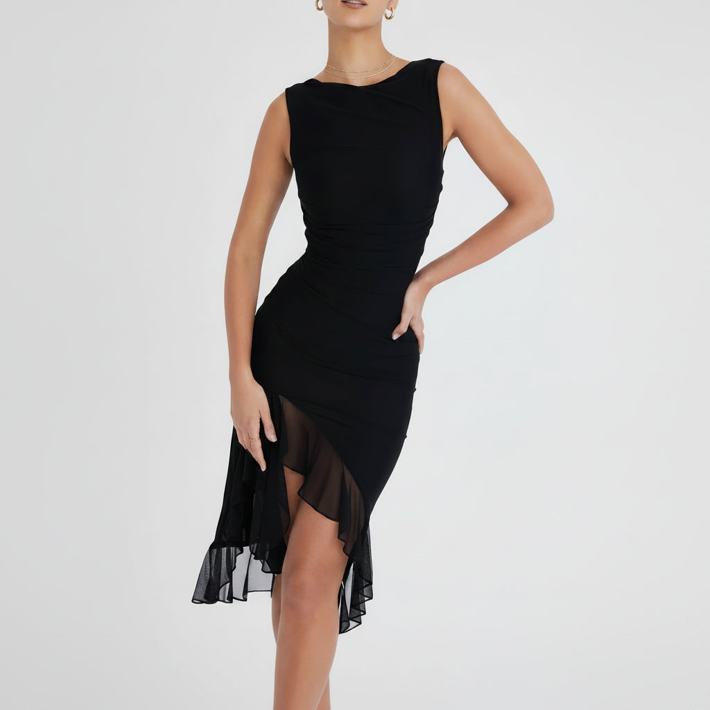 Women's Ruched Off Shoulder Midi Cocktail Dress