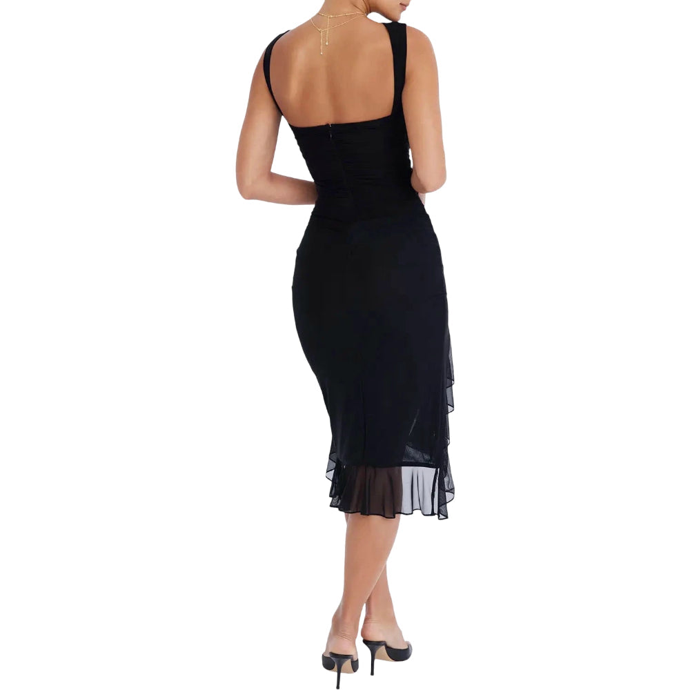 Women's Ruched Off Shoulder Midi Cocktail Dress