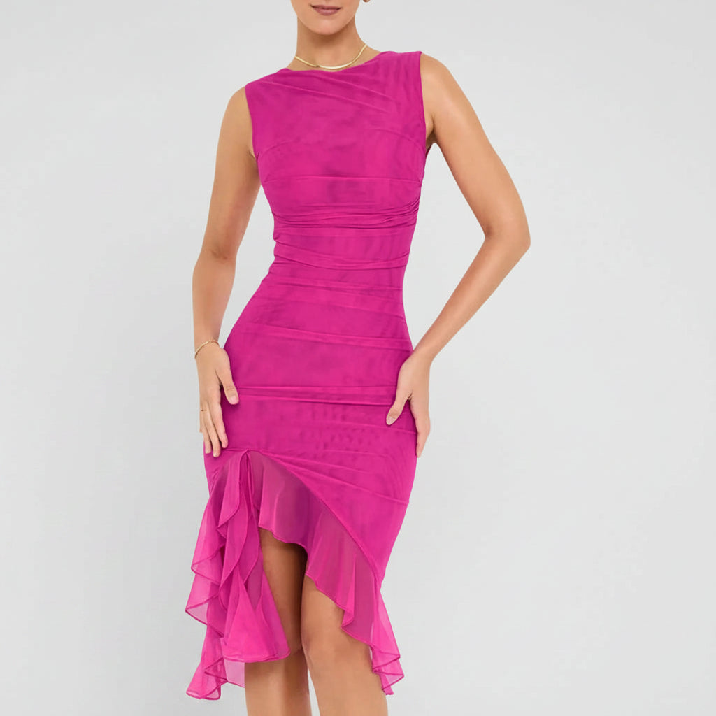 Women's Ruched Off Shoulder Midi Cocktail Dress