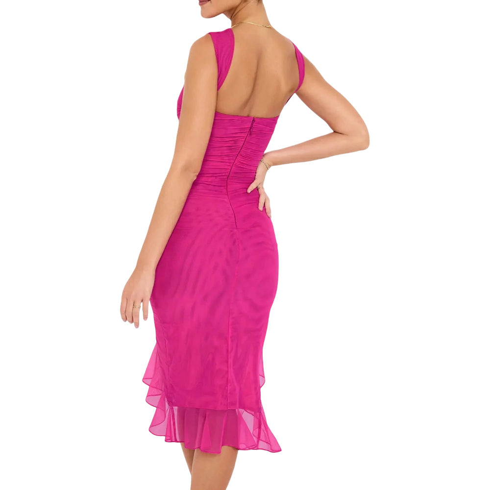 Women's Ruched Off Shoulder Midi Cocktail Dress