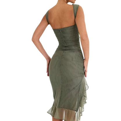 Women's Ruched Off Shoulder Midi Cocktail Dress