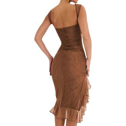 Women's Ruched Off Shoulder Midi Cocktail Dress