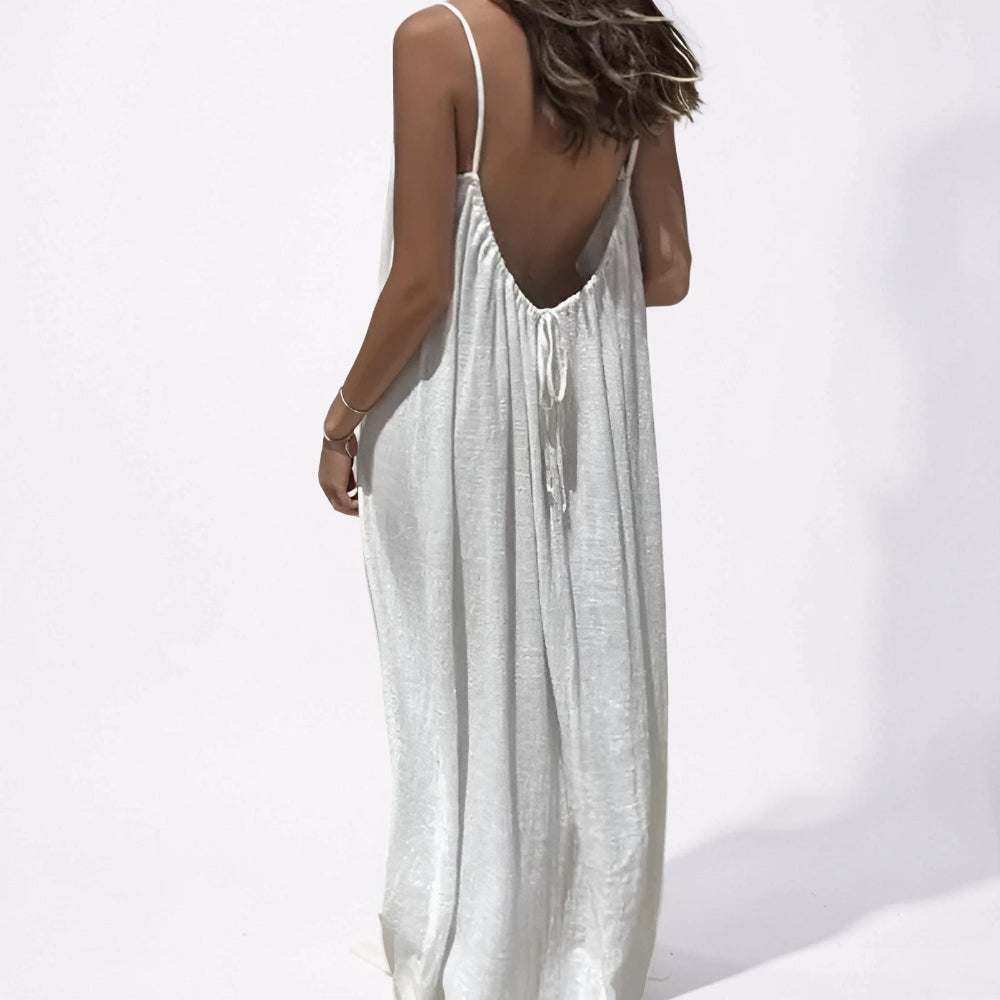 Women's Sleeveless Spaghetti Strap Maxi Beach Dress
