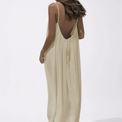 Women's Sleeveless Spaghetti Strap Maxi Beach Dress