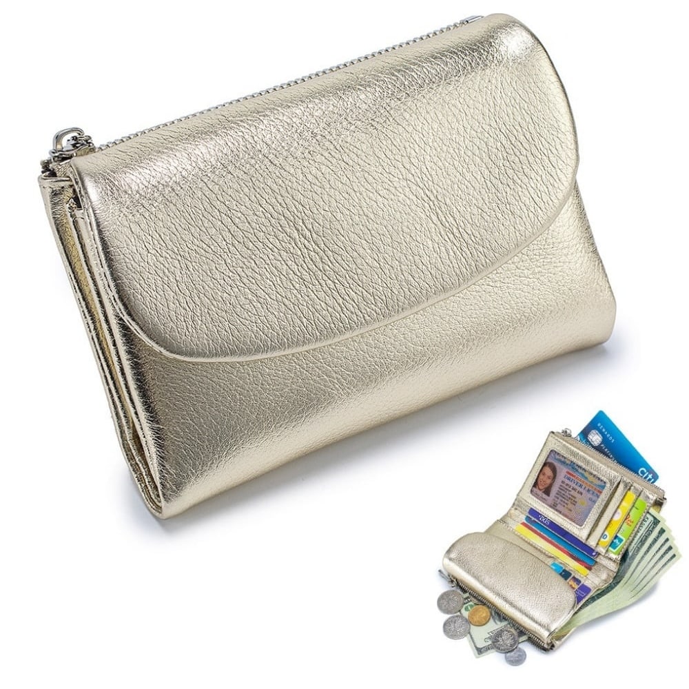 Women's Slim Bifold RFID Wallet With Card And Coin Storage