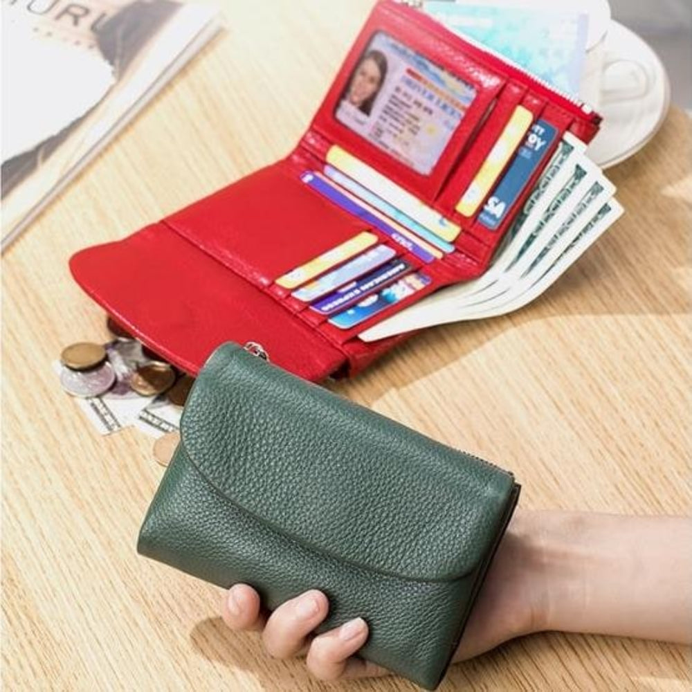 Women's Slim Bifold RFID Wallet With Card And Coin Storage