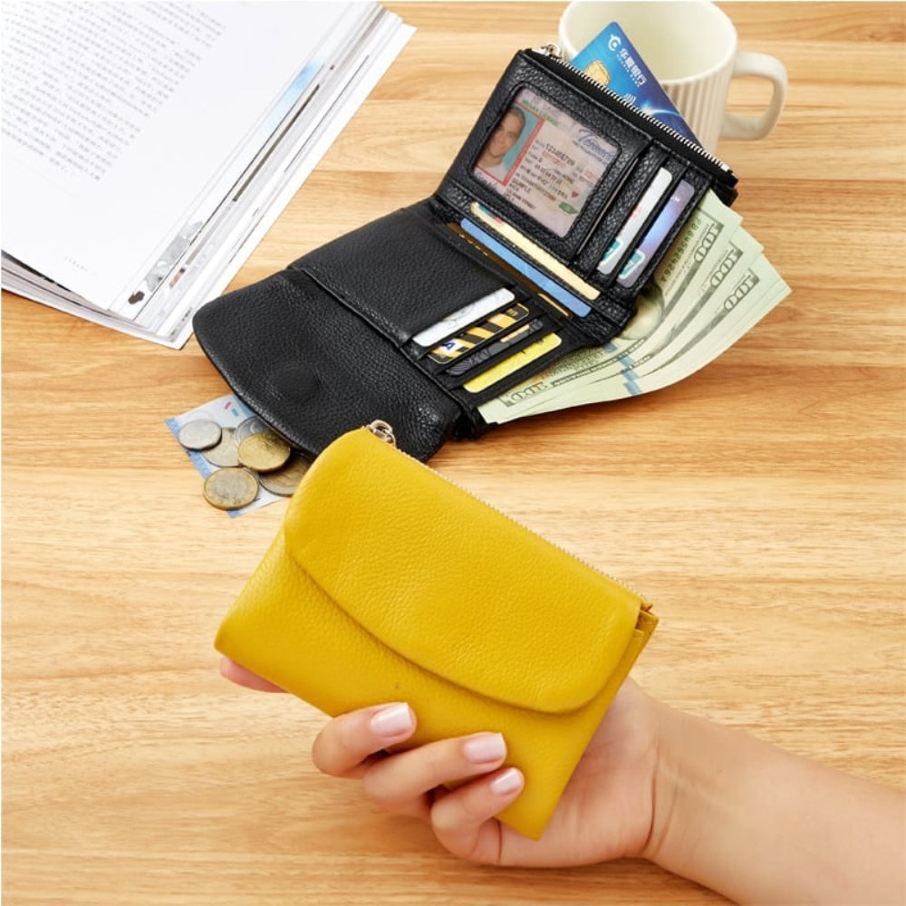 Women's Slim Bifold RFID Wallet With Card And Coin Storage
